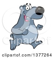 Clipart Of A Cartoon Happy Bear Running Upright Royalty Free Vector Illustration