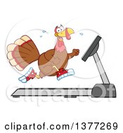 Poster, Art Print Of Thanksgiving Turkey Bird Running In Sneakers On A Treadmill