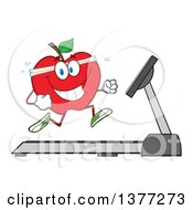 Poster, Art Print Of Healthy Fit Red Apple Running On A Treadmill