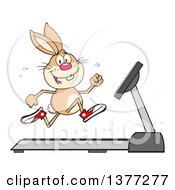 Poster, Art Print Of Happy Brown Rabbit Running On A Treadmill