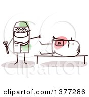 Poster, Art Print Of Male Stick Doctor Surgeon Operating On A Patient
