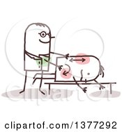 Clipart Of A Male Stick Physiotherapist Doctor And Patient Royalty Free Vector Illustration