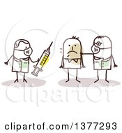 Poster, Art Print Of Stick Male Doctors Treating A Contagious Man With A Vaccine