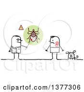 Poster, Art Print Of Stick Male Doctor Discussing Ticks With A Male Lyme Disease Patient And Dog