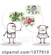 Poster, Art Print Of Stick Male Doctor Discussing Plants For Treatment With A Female Patient