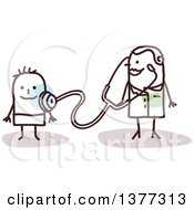 Poster, Art Print Of Stick Female Pediatric Doctor With A Boy Patient