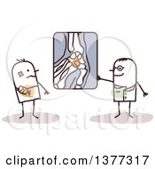 Clipart Of A Stick Male Radiologist Doctor Showing A Patient An X Ray Of His Broken Wrist Royalty Free Vector Illustration