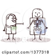 Stick Female Radiologist Doctor Discussing An X Ray With A Patient