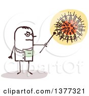 Clipart Of A Stick Male Doctor Discussing Aids Royalty Free Vector Illustration