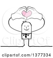 Poster, Art Print Of Stick Business Man Forming A Heart With His Hands Above His Head