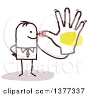Poster, Art Print Of Stick Business Man Teasing Holding His Hand Up To His Nose
