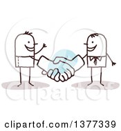 Stick Business Man Shaking Big Hands With A Client