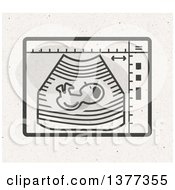 Clipart Of A Baby On An Ultrasound Screen On Fiber Texture Royalty Free Illustration