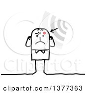 Clipart Of A Stick Man Plugging His Ears And Suffering From Electrosensitivity Royalty Free Vector Illustration