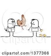 Poster, Art Print Of Male Stick Veterinarian Vaccinating A Mans Chickens