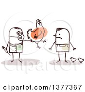 Poster, Art Print Of Male Stick Veterinarian Vaccinating A Mans Chickens