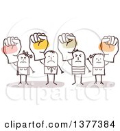 Poster, Art Print Of Stick Men And Women Holding Up Fists