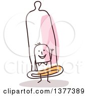 Poster, Art Print Of Stick Man Waving Inside A Giant Condom