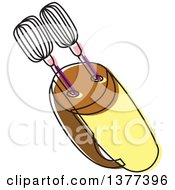Clipart Of A Sketched Hand Mixer Royalty Free Vector Illustration