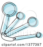Clipart Of Sketched Blue Measuring Spoons Royalty Free Vector Illustration