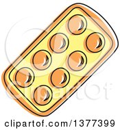 Clipart Of A Sketched Orange Tray Of Eggs Royalty Free Vector Illustration by Cherie Reve