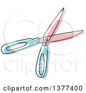 Clipart Of A Sketched Pair Of Kitchen Scissors Royalty Free Vector Illustration