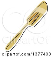 Clipart Of A Sketched Tan Spatula Royalty Free Vector Illustration