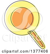 Clipart Of A Sketched Yellow And Orange Frying Pan Royalty Free Vector Illustration