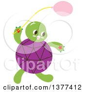 Poster, Art Print Of Purple Shelled Turtle With A Balloon