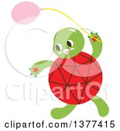 Poster, Art Print Of Red Shelled Turtle With A Balloon