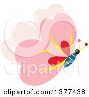 Clipart Of A Pink Butterfly Flying Royalty Free Vector Illustration by Cherie Reve