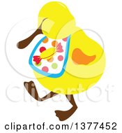 Clipart Of A Yellow Duck Wearing A Candy Bib Royalty Free Vector Illustration