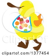 Poster, Art Print Of Yellow Duck Wearing A Waffle Ice Cream Cone Bib