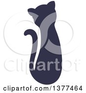 Poster, Art Print Of Navy Blue Silhouetted Sitting Cat