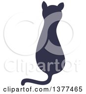 Poster, Art Print Of Navy Blue Silhouetted Sitting Cat