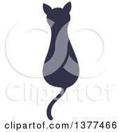 Clipart Of A Navy Blue Silhouetted Sitting Cat Royalty Free Vector Illustration