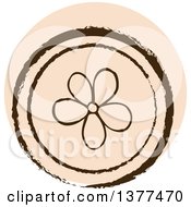 Clipart Of A Distressed Round Tan Flower Spring Time Icon Royalty Free Vector Illustration