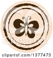Poster, Art Print Of Distressed Round Tan Butterfly Spring Time Icon