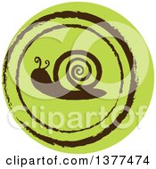 Poster, Art Print Of Distressed Round Green Snail Spring Time Icon