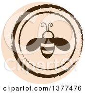Poster, Art Print Of Distressed Round Tan Bee Spring Time Icon