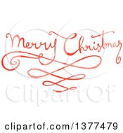 Clipart Of A Fancy Merry Christmas Greeting With Swirls Royalty Free Vector Illustration