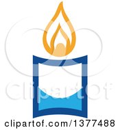 Poster, Art Print Of Lit Blue Hanukkah Candle