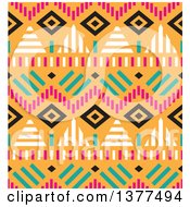 Poster, Art Print Of Seamless Tribal Background Pattern Over Orange