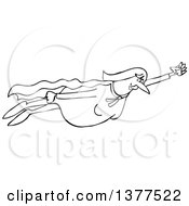 Clipart Of A Black And White Chubby Female Super Hero Flying Royalty Free Vector Illustration