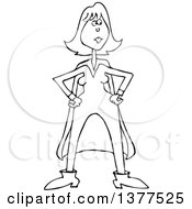 Poster, Art Print Of Black And White Female Super Hero Standing With Her Hands On Her Hips