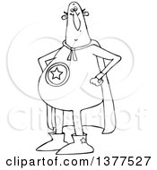 Clipart Of A Chubby Black And White Male Super Hero Standing With His Hands On His Hips Royalty Free Vector Illustration