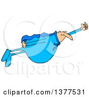 Poster, Art Print Of Chubby White Male Super Hero Flying In A Blue Suit