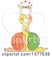 Clipart Of A Romantic Snail Couple In Love Royalty Free Vector Illustration