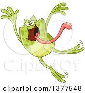 Poster, Art Print Of Happy Frog Jumping With His Tongue Hanging Out