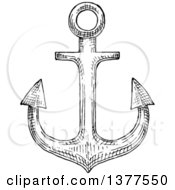 Poster, Art Print Of Black And White Sketched Anchor